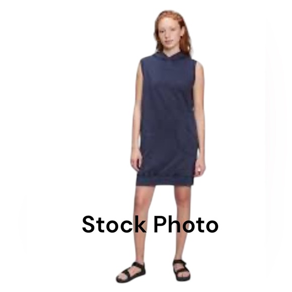 EUC Gap Tee Sweats Sleeveless Hoodie Dress oversized comfy cutie Navy sz SM Tall - Picture 1 of 9